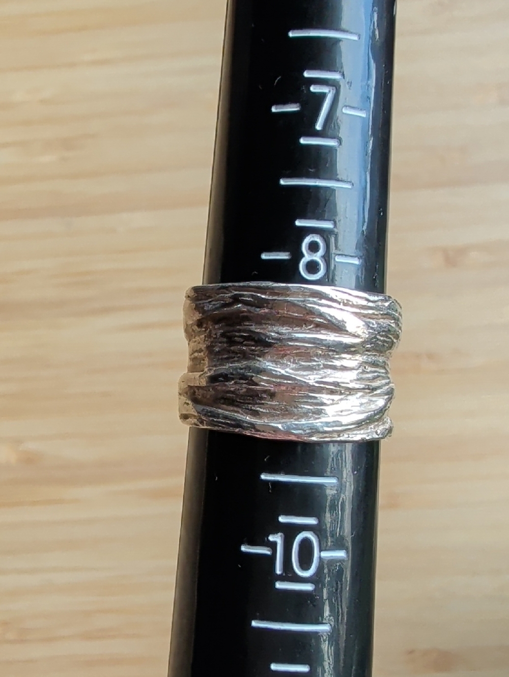 Textured Wide Silver Band Ring - Chunky Hammered Look